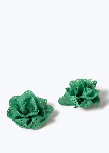 Flitzy Back To School Green Flower Clips