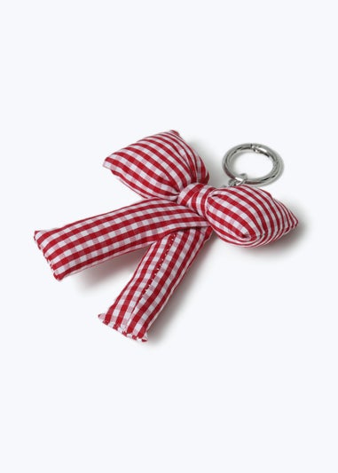 Flitzy Back To School Red Gingham Bow Keyring