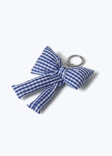 Flitzy Back To School Navy Gingham Bow Keyring