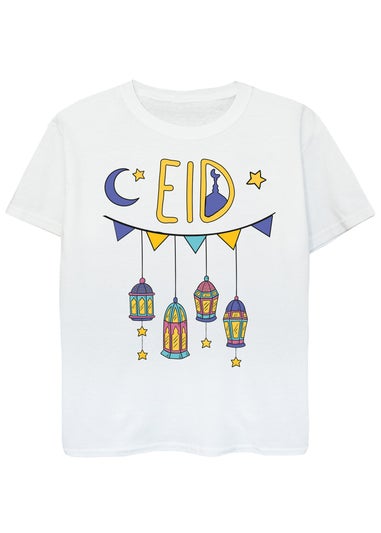 Brands In Eid Lanterns Banner Kids White T-Shirt