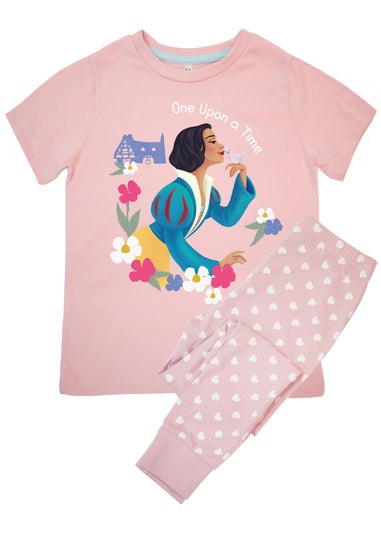 Disney Snow White Once Upon a Time Girls Pink Hearts Pyjamas (3-8 Years)