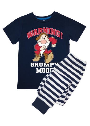 Disney Snow White Grumpy Mood Boys Navy Stripes Pyjamas (3-8 Years)