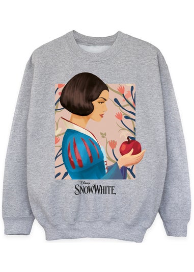 Disney Snow White Apple & Flowers Girls Heather Grey Sweatshirt (3-13 Years)