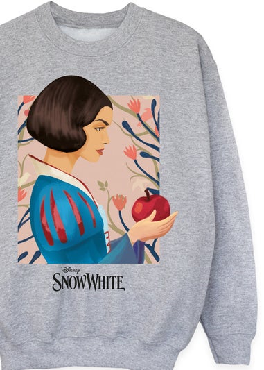 Disney Snow White Apple & Flowers Girls Heather Grey Sweatshirt (3-13 Years)