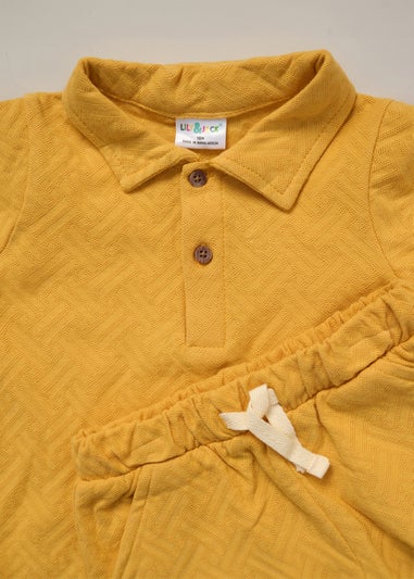 Lily & Jack Mustard Jacquard Jersey Polo Shirt, Shorts & Sunglasses Outfit Set (12 -24 months)