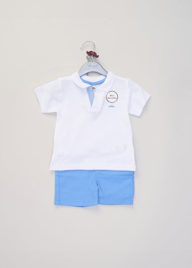 Little Gent Blue Polo Shirt & Belted Shorts Outfit Set (2-7 yrs)