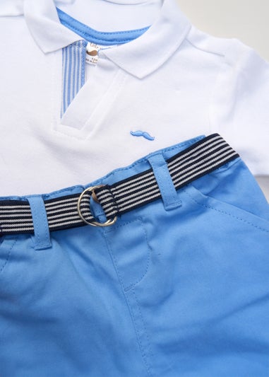 Little Gent Blue Polo Shirt & Belted Shorts Outfit Set (2-7 yrs)