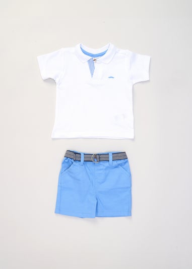 Little Gent Blue Polo Shirt & Belted Shorts Outfit Set (2-7 yrs)