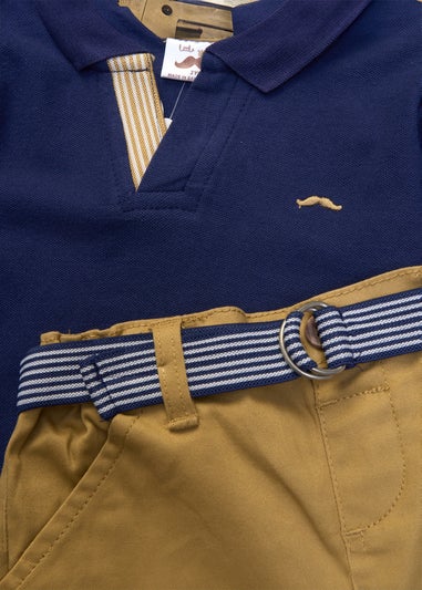 Little Gent Navy Polo Shirt & Belted Shorts Outfit Set (2-7 yrs)