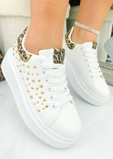 Love Lemonade Leopard Sparkly Statement Studs Chunky Trainers