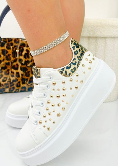 Love Lemonade Leopard Sparkly Statement Studs Chunky Trainers