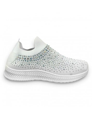 Love Lemonade White Crystal Rainbow Drop Stretch Sock Trainers