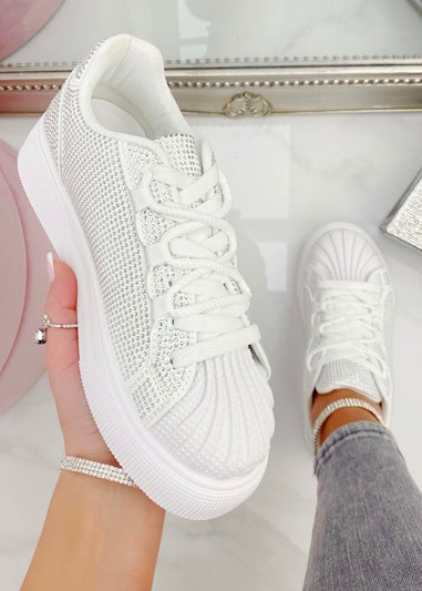 Love Lemonade White Sparkly Crystal Eternal Trainers