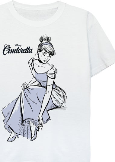 Disney Cinderella Sketch Girls White T-Shirt (3-13 Years)