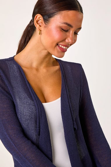 Roman Navy Waterfall Knit Longline Cardigan