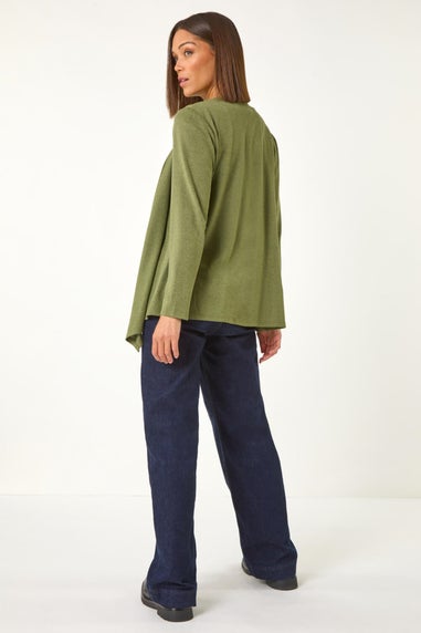 Roman Khaki Waterfall Stretch Cardigan