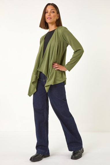 Roman Khaki Waterfall Stretch Cardigan