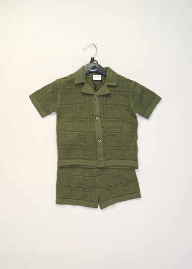 Norn Studios Khaki True Knit Resort Shirt & Short Outfit Set (2-7 yrs)