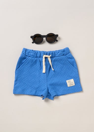 Lily & Jack Blue Jacquard Jersey Polo Shirt, Shorts & Sunglasses Outfit Set (12 -24 months)