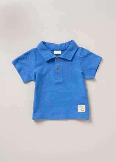 Lily & Jack Blue Jacquard Jersey Polo Shirt, Shorts & Sunglasses Outfit Set (12 -24 months)