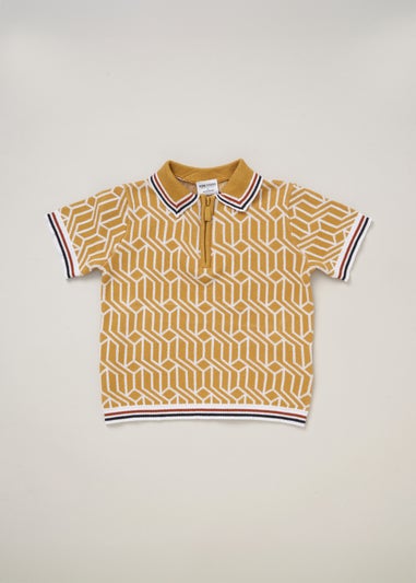 Norn Studios Brown True Knit Patterned Polo Shirt & Shorts Outfit Set (2-7 yrs)