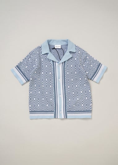 Norn Studios Blue True Knit Resort Shirt & Short Outfit Set (2-7 yrs)