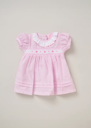 Rock a Bye Baby Soft Pink Two Pack Dress, Knickers & Bow Headband Outfit Set (9-24 months)