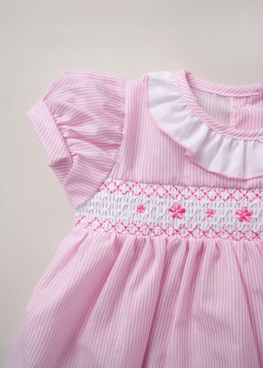 Rock a Bye Baby Soft Pink Two Pack Dress, Knickers & Bow Headband Outfit Set (9-24 months)