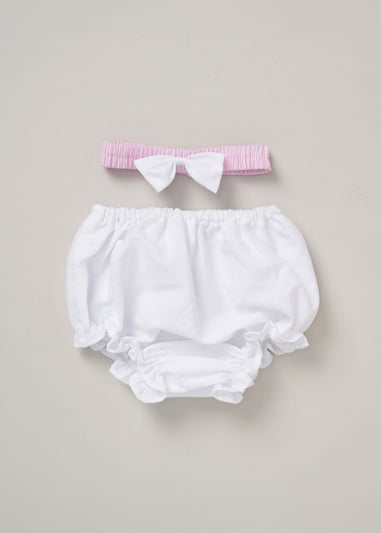 Rock a Bye Baby Soft Pink Two Pack Dress, Knickers & Bow Headband Outfit Set (9-24 months)