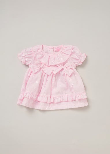 Rock a Bye Baby Pink Two Pack Dress, Knickers & Bow Headband Outfit Set (9-24 months)