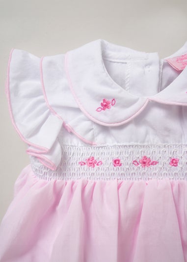 Rock a Bye Baby Soft Pink Two Pack Dress, Knickers & Bow Headband Outfit Set (9-24 months)