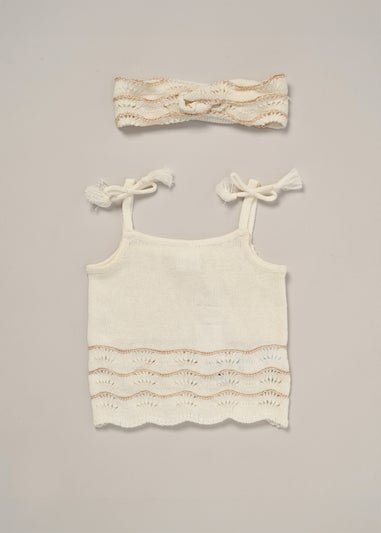 Miss Cream True Knit Top, Shorts & Headband Outfit Set (2-7 yrs)