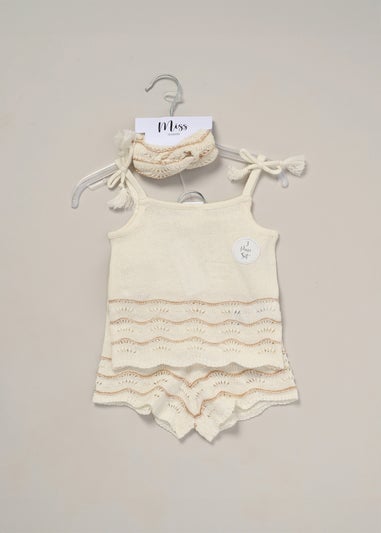 Miss Cream True Knit Top, Shorts & Headband Outfit Set (2-7 yrs)