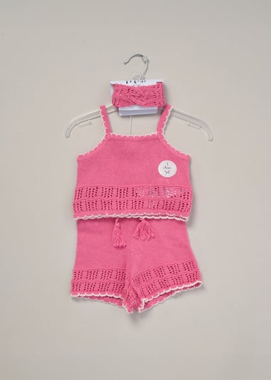 Miss Red True Knit Top, Shorts & Headband Outfit Set (2-7 yrs)