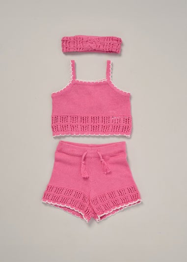 Miss Red True Knit Top, Shorts & Headband Outfit Set (2-7 yrs)