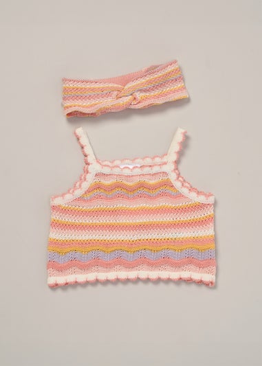 Miss Apricot True Knit Top, Shorts & Headband Outfit Set (2-7 yrs)