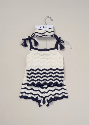 Miss Navy True Knit Top, Shorts & Headband Outfit Set  (2-7 yrs)