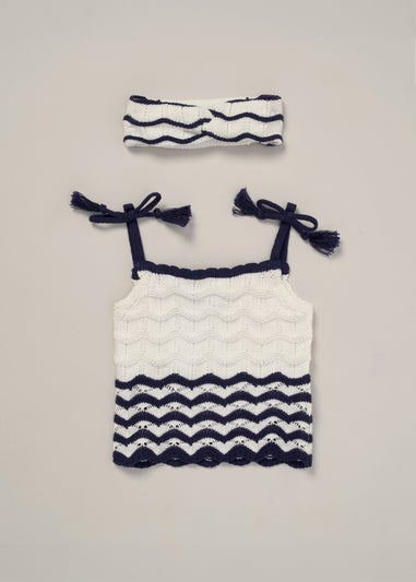 Miss Navy True Knit Top, Shorts & Headband Outfit Set  (2-7 yrs)