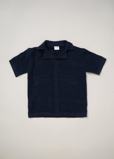 Norn Studios Navy True Knit Resort Shirt & Short Outfit Set (2-7 yrs)