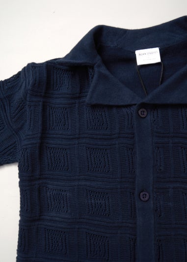 Norn Studios Navy True Knit Resort Shirt & Short Outfit Set (2-7 yrs)