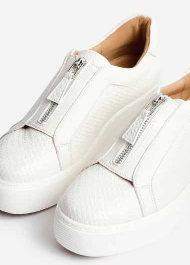 Linzi Piper White Faux Leather Platform Trainer