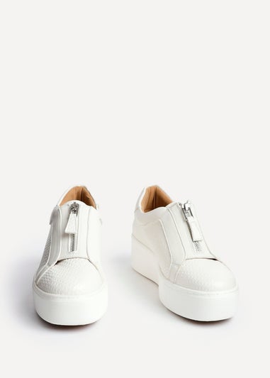 Linzi Piper White Faux Leather Platform Trainer