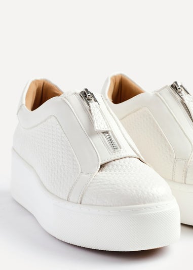 Linzi Piper White Faux Leather Platform Trainer