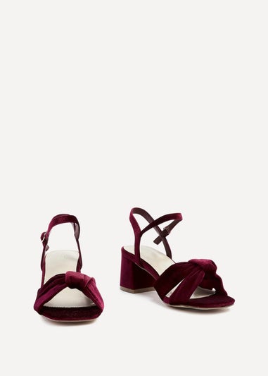 Linzi Charlotte Burgundy Velvet Block Heeled Sandal