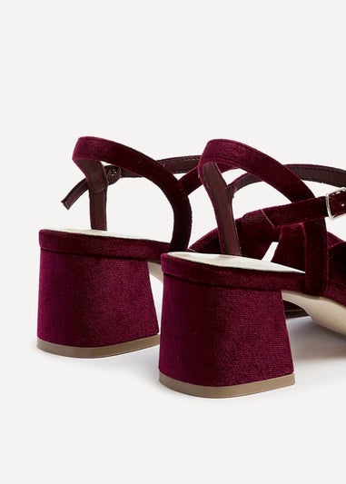 Linzi Charlotte Burgundy Velvet Block Heeled Sandal