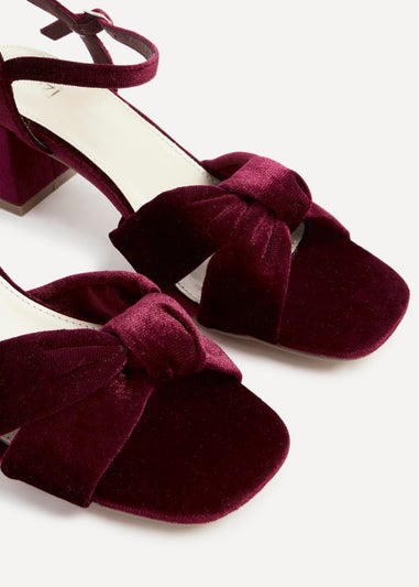 Linzi Charlotte Burgundy Velvet Block Heeled Sandal