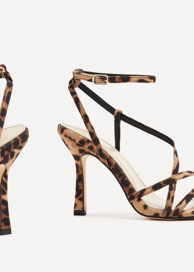 Linzi Savannah Leopard Print Faux Suede Strappy Stiletto High Heel