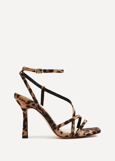 Linzi Savannah Leopard Print Faux Suede Strappy Stiletto High Heel