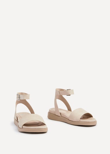 Linzi Kara Sand Faux Leather Footbed Flatform Sandals