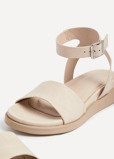 Linzi Kara Sand Faux Leather Footbed Flatform Sandals